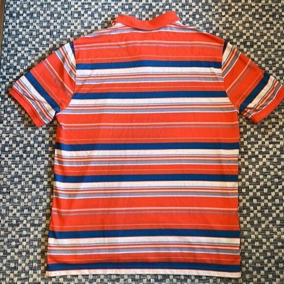 NWT Saddlebred Men’s Large Salmon Pink/Blues/White Striped Relaxed Fit Polo - Picture 7 of 9